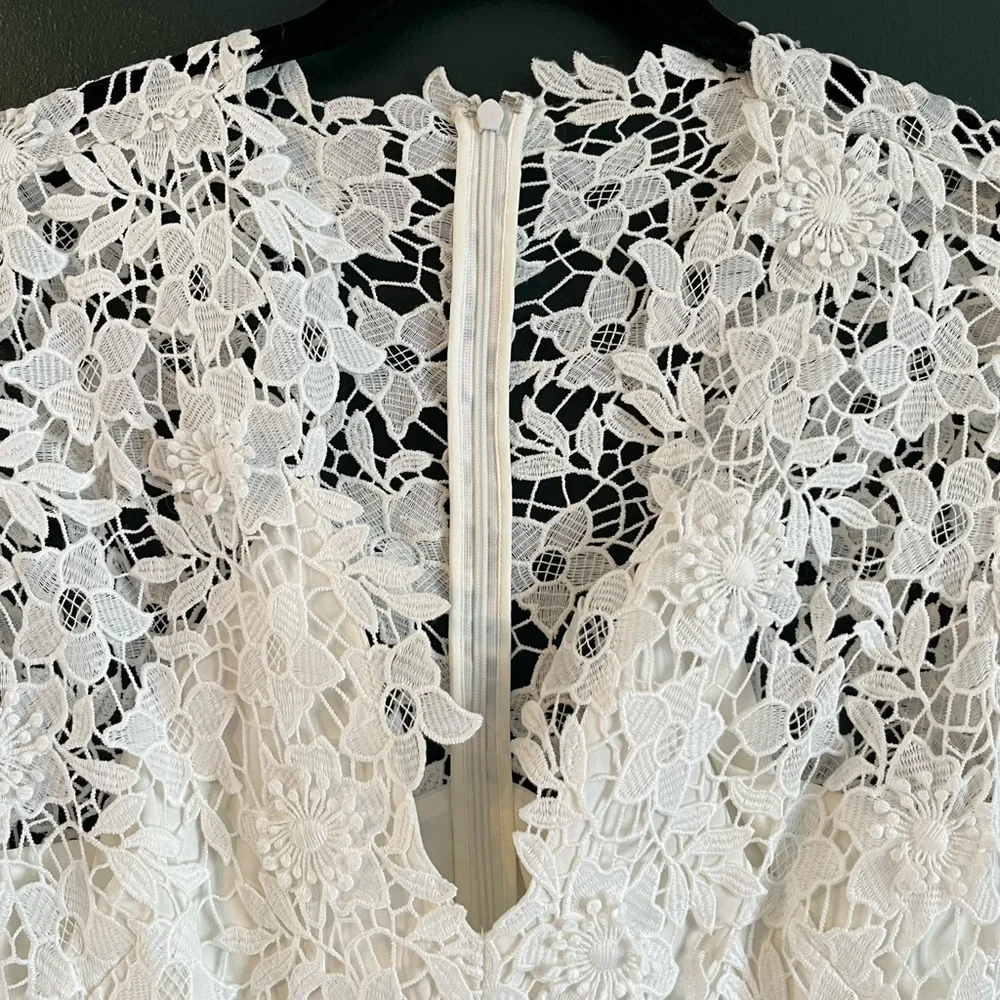 Shoshanna White Floral Lace Fit & Flare Dress Size 4 Romantic Wedding - Picture 5 of 12